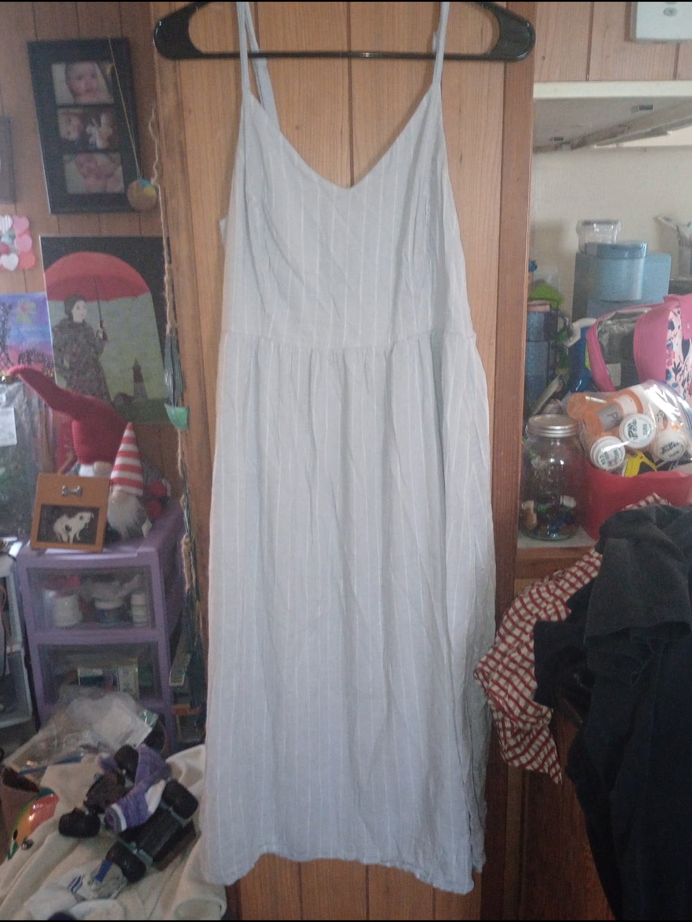 Old Navy Light Blue Striped Maxi Sundress